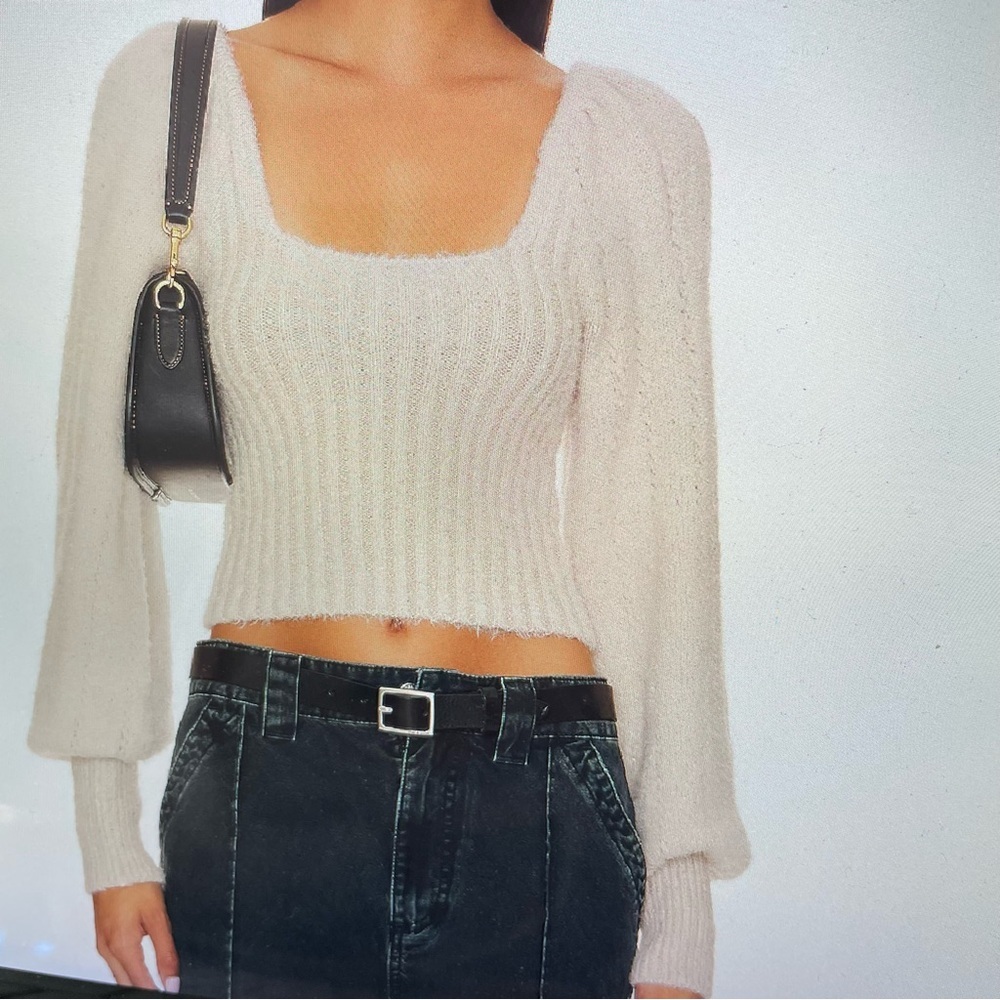 Free people sweater womens S? Cream white Katie Pullover Cropped Y2K Grunge